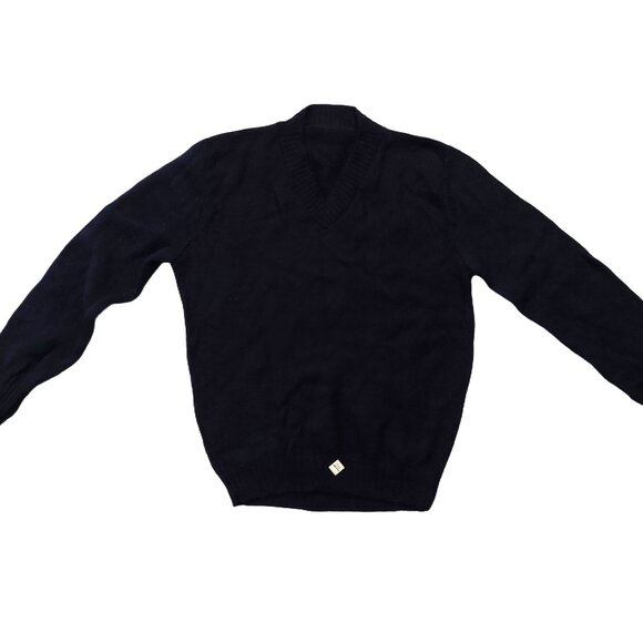 Retro Vintage 1940s-1960s Black V-neck Long Sleeve Knit Sweater Sz Small - Picture 1 of 7